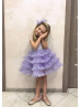 Lavender Beaded Tulle Tiered Flower Girl Dress
